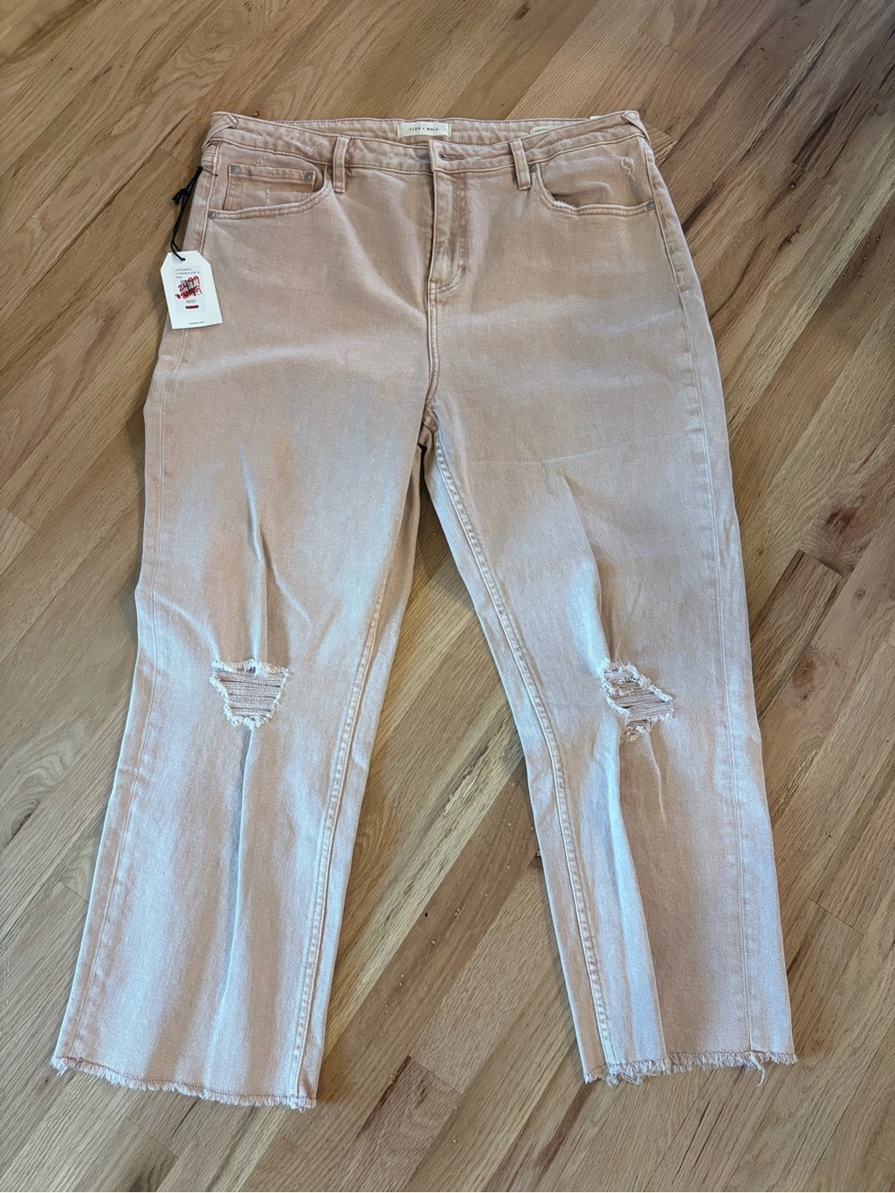 Women's Blush Pink Cropped Distressed Jeans